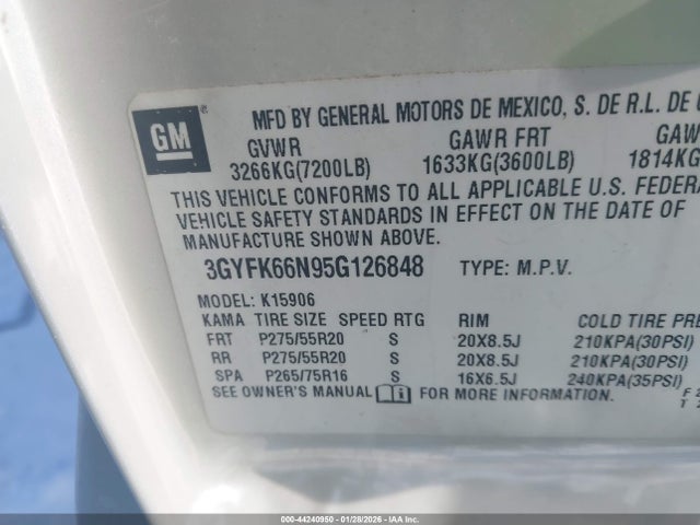2005 CADILLAC ESCALADE ESV 3GYFK66N95G126848 Photo 8