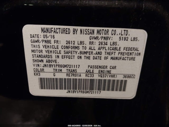 Продажа на аукционе авто 2016 Infiniti Q70l 3.7x, vin: JN1BY1PR6GM721117, номер лота: 44240955