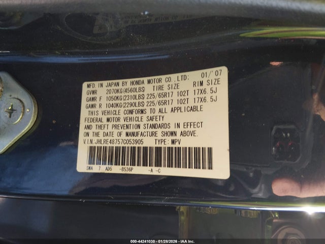 Aukcja sprzedaży 2007 Honda Cr-v Ex-l, vin: JHLRE48757C053905, numer aukcji: 44241030