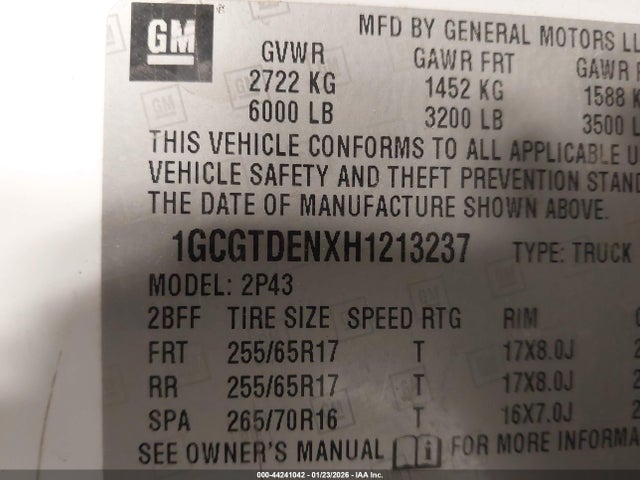 1GCGTDENXH1213237 Chevrolet Colorado Z71