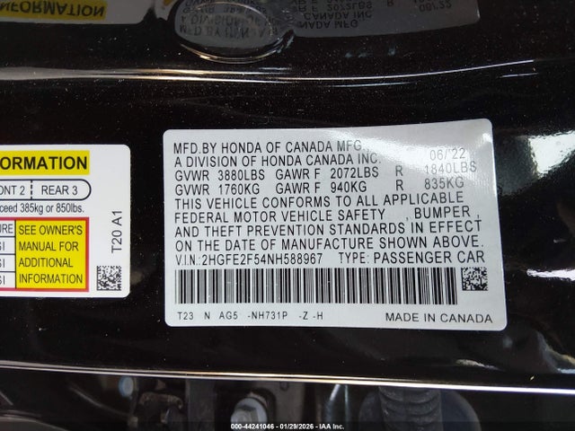 Honda Civic Sport 2022 2HGFE2F54NH588967 Image 9