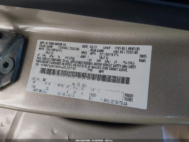 2017 FORD ESCAPE 1FMCU9J90HUD23337 Photo 8