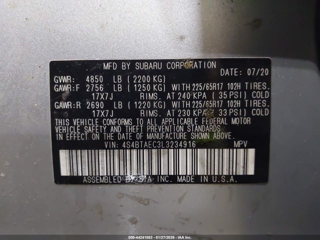 4S4BTAEC3L3234916 Subaru u5