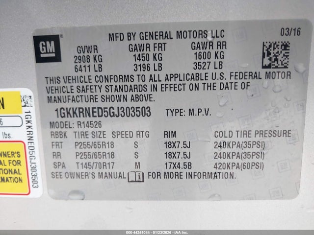 1GKKRNED5GJ303503 GMC Acadia Sle-1