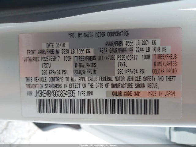 JM3KE4BY9G0834595 Mazda CX-5 SPORT