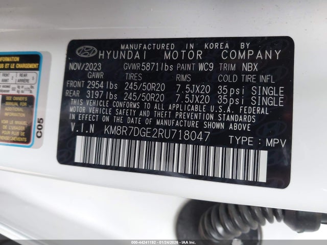 KM8R7DGE2RU718047 Hyundai Palisade Calligraphy