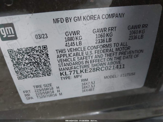 KL77LKE28RC021411 Chevrolet Trax Fwd Activ