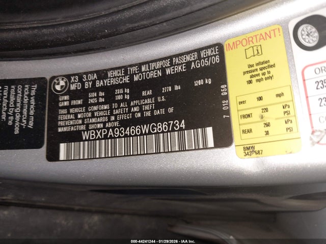 2006 BMW X3 WBXPA93466WG86734 Photo 8