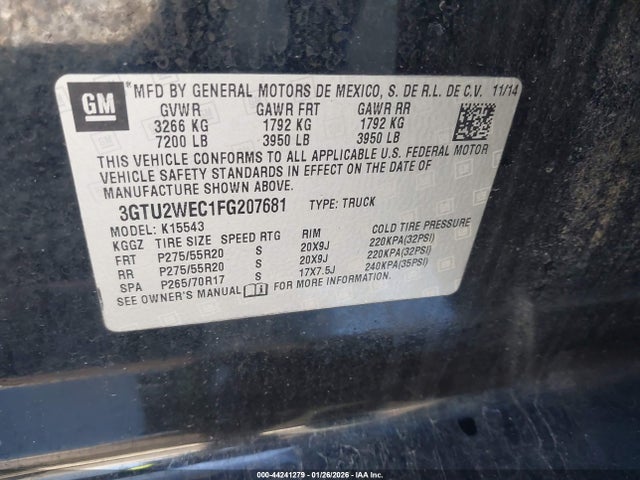 2015 GMC SIERRA 1500 3GTU2WEC1FG207681 Photo 8