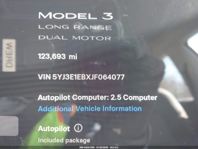 Продаж на аукціоні авто 2018 Tesla Model 3 Long Range/performance, vin: 5YJ3E1EBXJF064077, номер лоту: 44241290