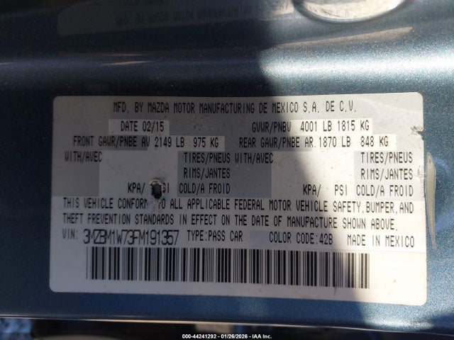 2015 MAZDA MAZDA3 3MZBM1W73FM191357 Photo 8