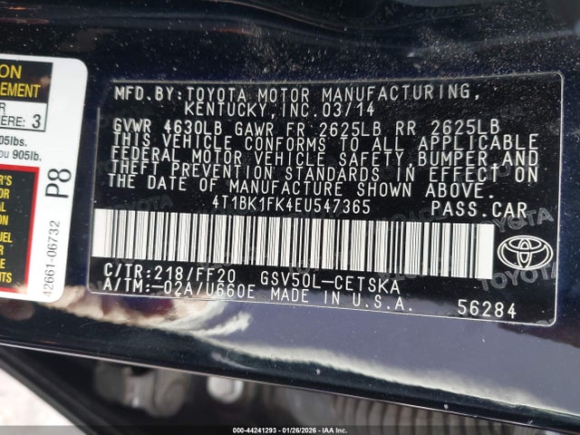 4T1BK1FK4EU547365 Toyota Camry Se V6