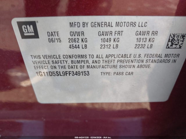 1G11D5SL9FF349153 Chevrolet MALIBU 2LT