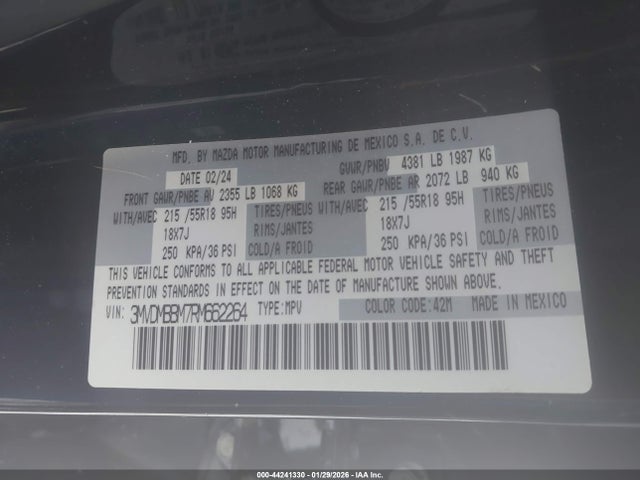 Продаж на аукціоні авто 2024 Mazda Cx-30 2.5 S Select Sport, vin: 3MVDMBBM7RM662264, номер лоту: 44241330