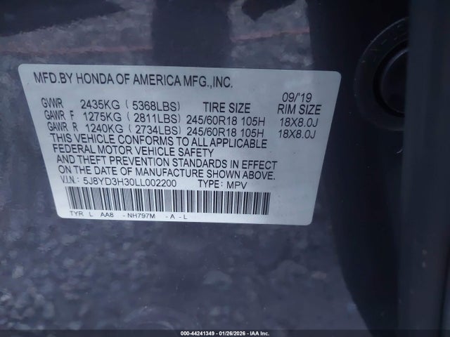 Aukcja sprzedaży 2020 Acura Mdx Standard, vin: 5J8YD3H30LL002200, numer aukcji: 44241349