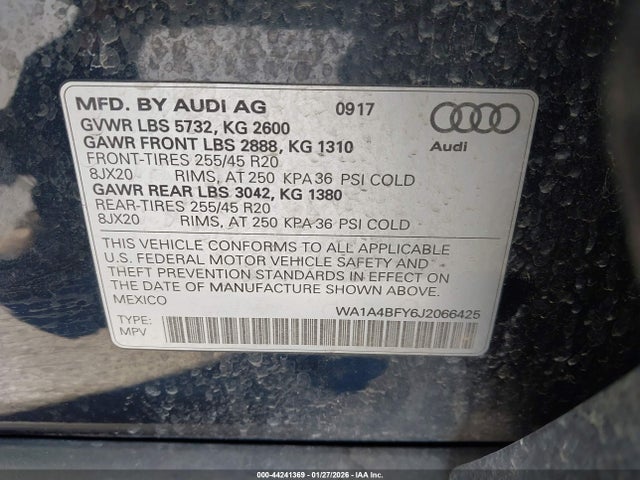 Auction sale of the 2018 Audi Sq5 3.0t Premium Plus, vin: WA1A4BFY6J2066425, lot number: 44241369