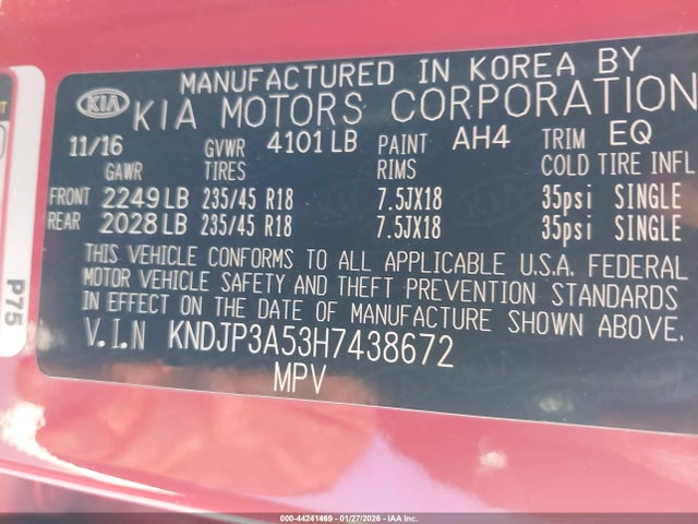 KNDJP3A53H7438672 KIA SOUL +
