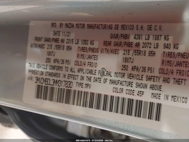 Продаж на аукціоні авто 2021 Mazda Cx-30 Premium, vin: 3MVDMBDL3MM317830, номер лоту: 44241474