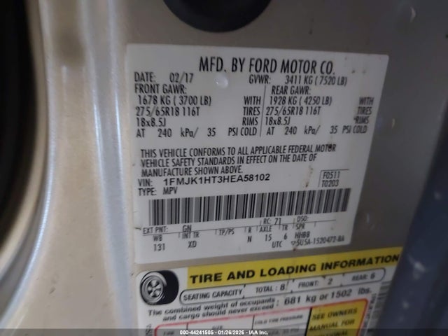 2017 FORD EXPEDITION EL 1FMJK1HT3HEA58102 Photo 8