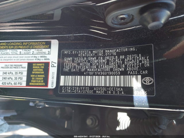 Toyota CAMRY SE 2016 4T1BF1FK9GU190059 Image 9