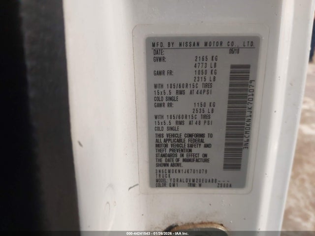 Aukcja sprzedaży 2018 Nissan Nv200 S, vin: 3N6CM0KN1JK701079, numer aukcji: 44241543