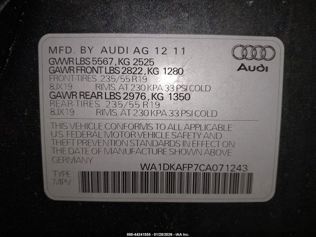 2012 AUDI Q5 WA1DKAFP7CA071243 Photo 8