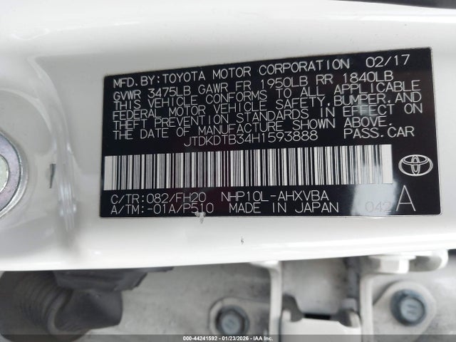 JTDKDTB34H1593888 Toyota Prius C One