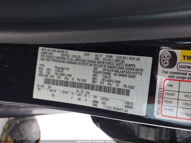3FADP4BJ4FM219775 Ford FIESTA SE