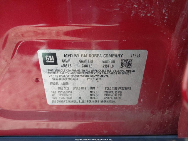 Продажа на аукционе авто 2020 Buick Encore Fwd Preferred, vin: KL4CJASB0LB063603, номер лота: 44241636