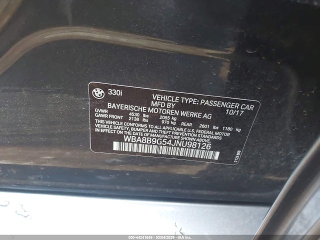 Продажа на аукционе авто 2018 Bmw 330i, vin: WBA8B9G54JNU98126, номер лота: 44241649