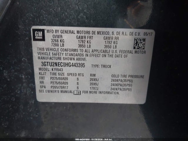 3GTU2NEC0HG443395 GMC Sierra 1500 Slt