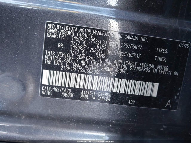 2T3P1RFV6SC505365 Toyota Rav4 Xle