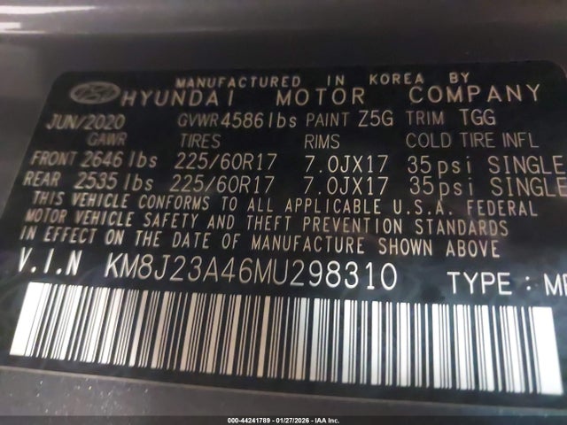 Продаж на аукціоні авто 2021 Hyundai Tucson Se, vin: KM8J23A46MU298310, номер лоту: 44241789