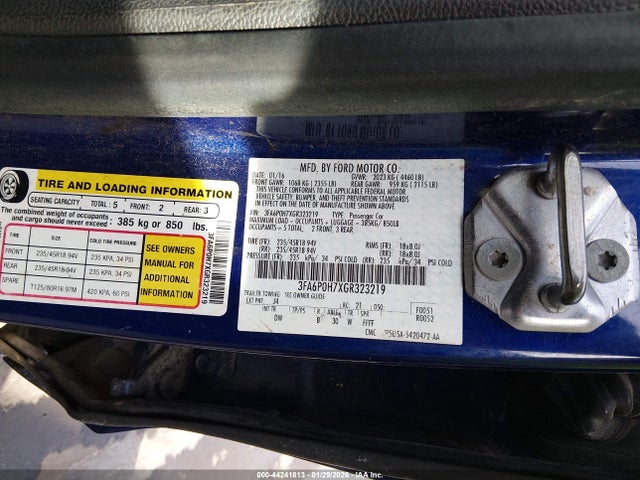 Продажа на аукционе авто 2016 Ford Fusion Se, vin: 3FA6P0H7XGR323219, номер лота: 44241813