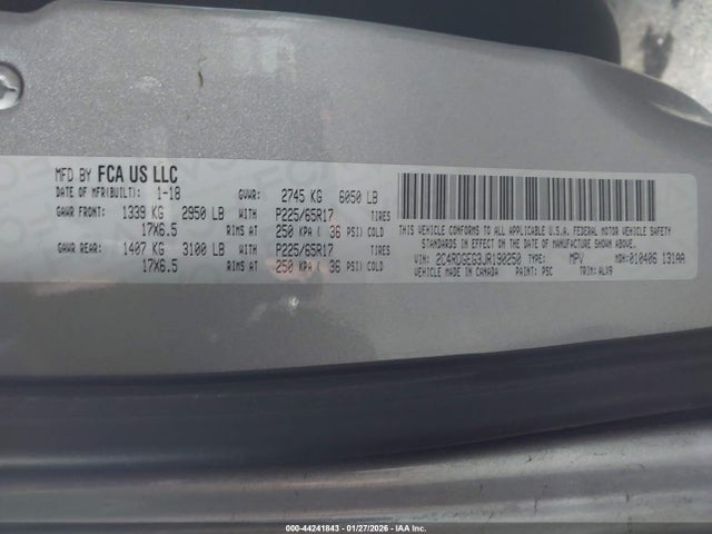2C4RDGEG3JR190250 Dodge Grand Caravan Gt