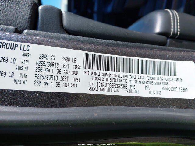 2015 JEEP GRAND CHEROKEE 1C4RJFBG9FC645366 Photo 8