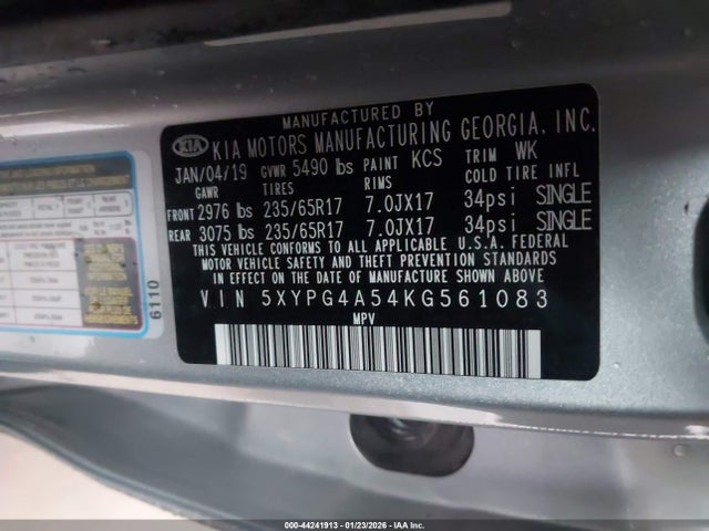 2019 KIA SORENTO 5XYPG4A54KG561083 Photo 8