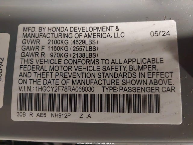 2024 HONDA ACCORD HYBRID 1HGCY2F78RA068030 Photo 8