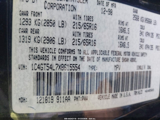 1999 CHRYSLER TOWN & COUNTRY 1C4GT54L7XB615554 Photo 8