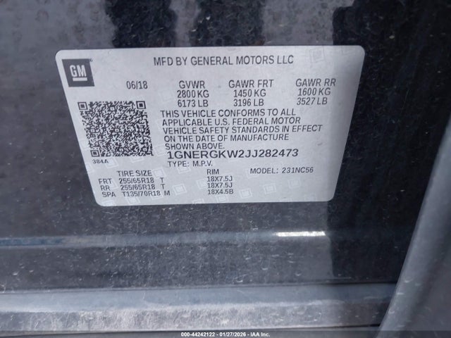 1GNERGKW2JJ282473 Chevrolet Traverse 1lt