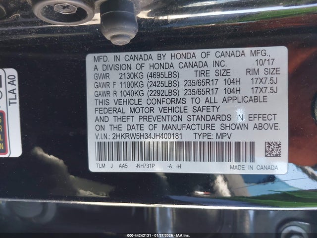 2HKRW5H34JH400181 Honda CR-V LX