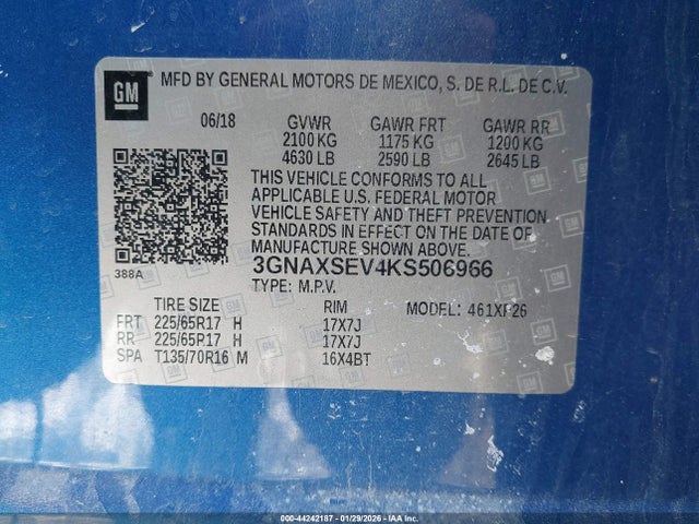 3GNAXSEV4KS506966 Chevrolet EQUINOX LS