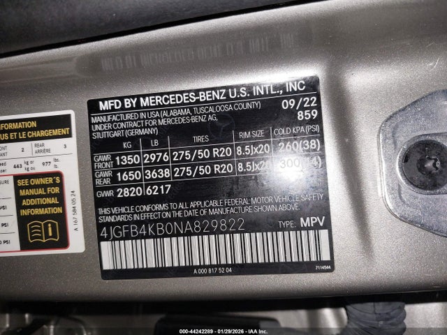 Продаж на аукціоні авто 2022 Mercedes-benz Gle 350 4matic, vin: 4JGFB4KB0NA829822, номер лоту: 44242289