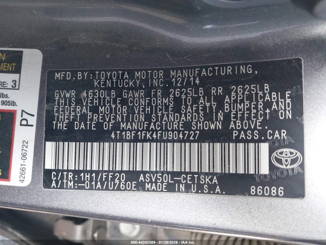 4T1BF1FK4FU904727 Toyota CAMRY SE