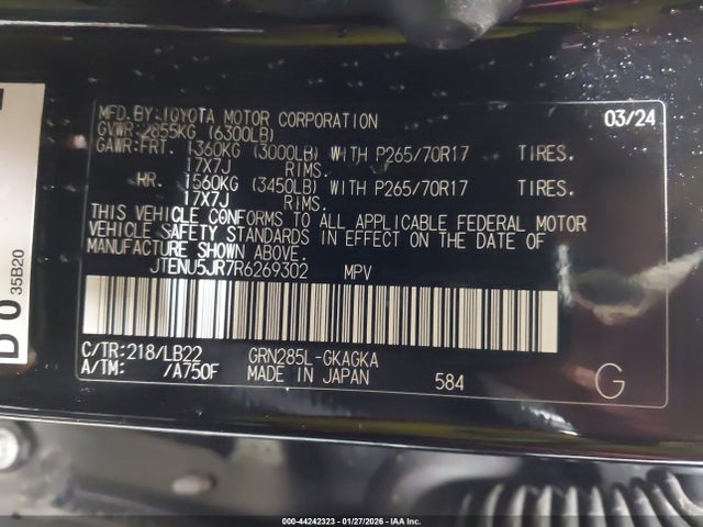JTENU5JR7R6269302 Toyota 4runner Sr5 Premium