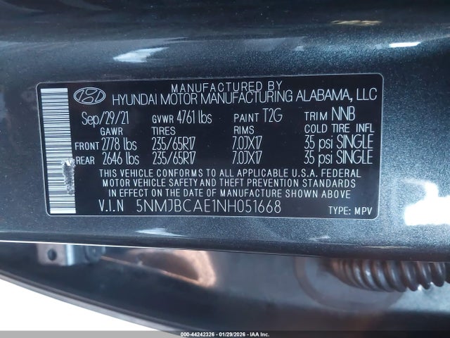 2022 HYUNDAI TUCSON 5NMJBCAE1NH051668 Photo 8