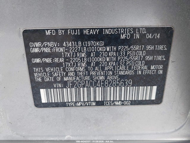 Subaru Xv Crosstrek 2.0i Premium 2014 JF2GPACC4E8285639 Image 9