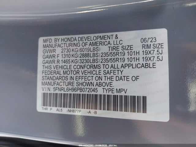 Honda Odyssey Elite 2023 5FNRL6H96PB072045 Image 9