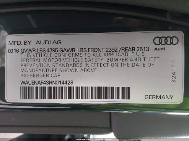 2017 AUDI A4 WAUENAF43HN014428 Photo 8