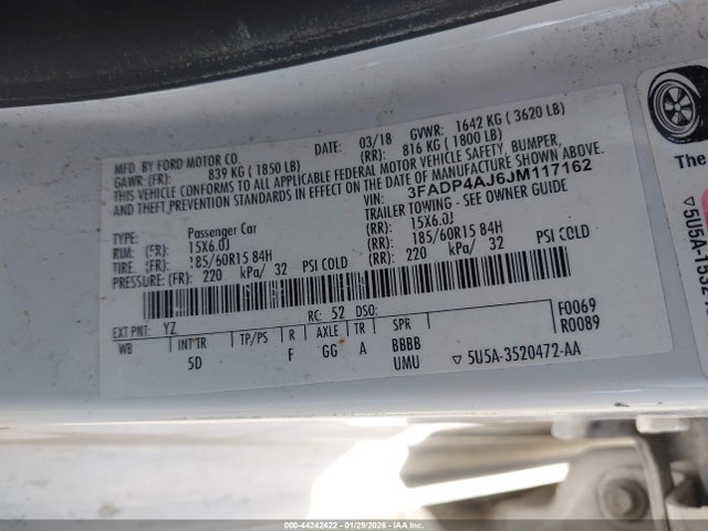 2018 FORD FIESTA 3FADP4AJ6JM117162 Photo 8